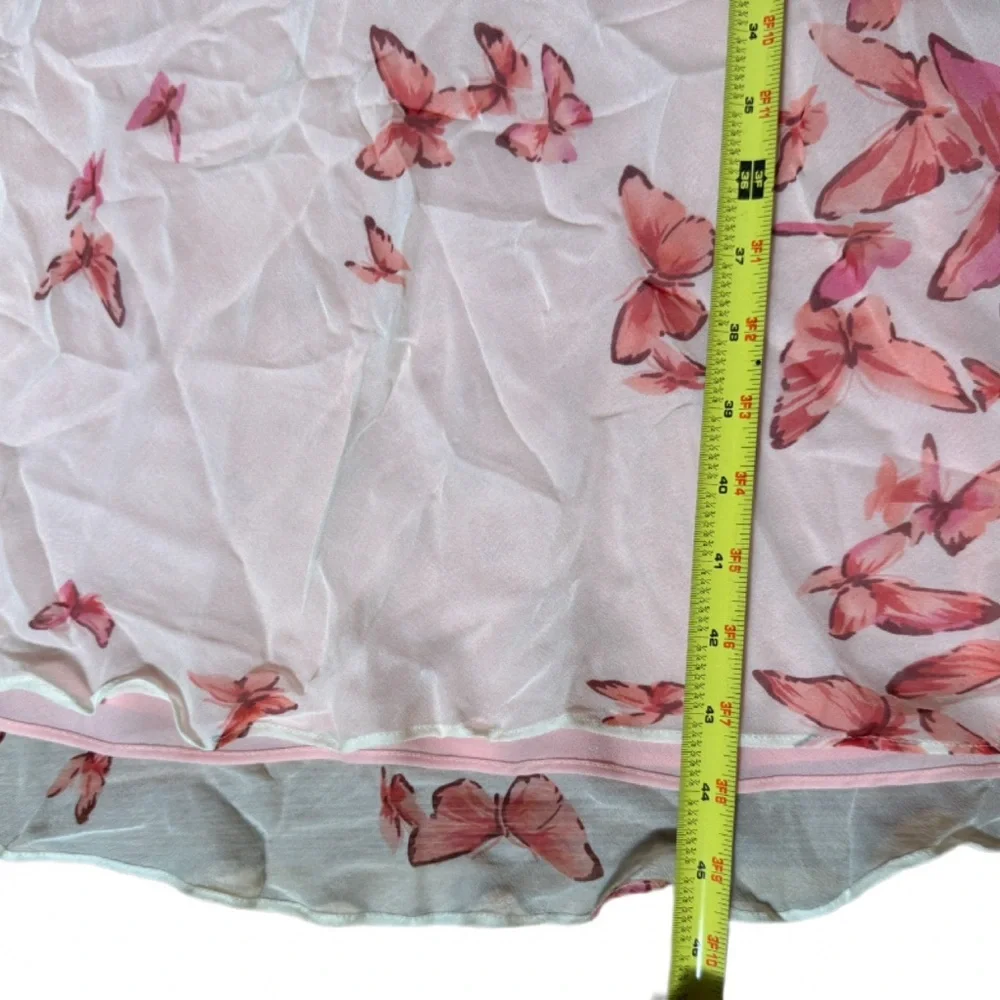 VTG Y2K Fairycore 100% silk lined butterfly empire waist midi dress Sz 14 - Picture 7 of 9